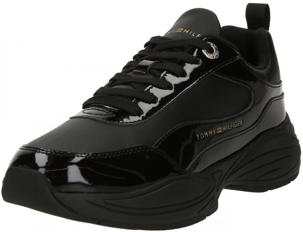TOMMY HILFIGER Nízke tenisky 'CHUNKY RUNNER PATENT'  čierna