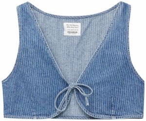 Pull&Bear Top  modrá denim / biela