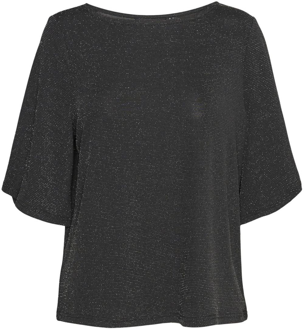 VERO MODA Tričko 'KANVA'  čierna melírovaná / strieborná