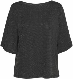 VERO MODA Tričko 'KANVA'  čierna melírovaná / strieborná
