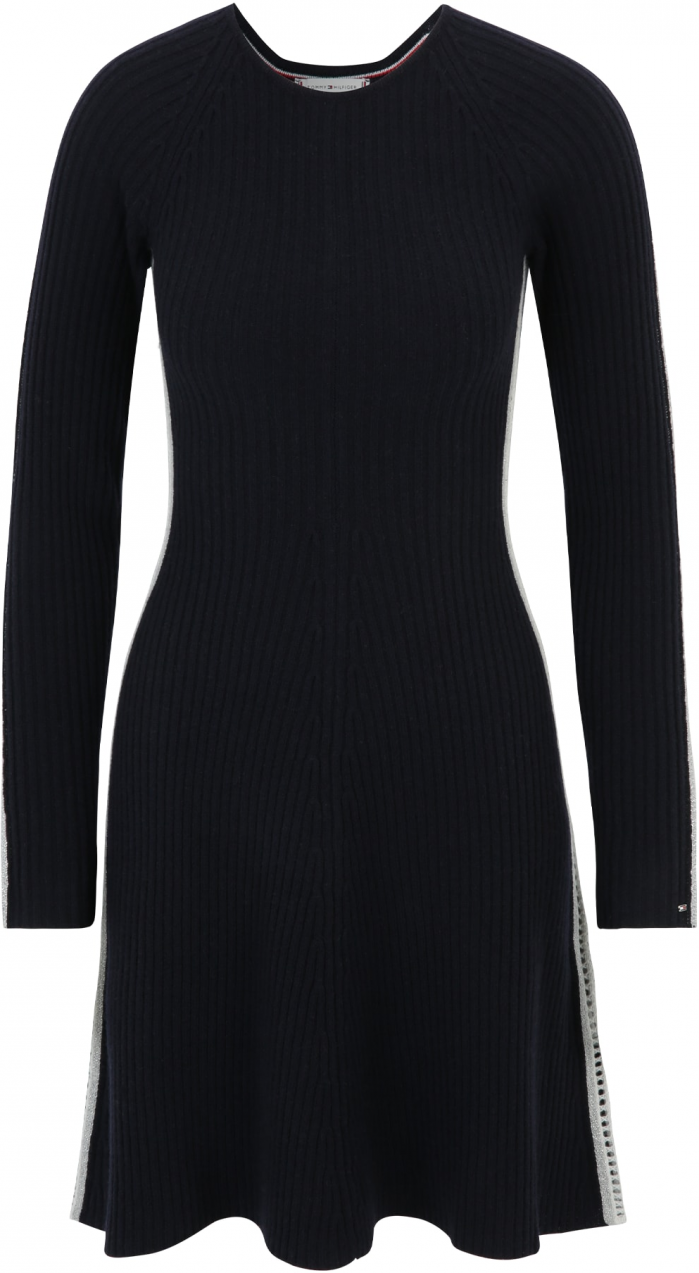 TOMMY HILFIGER Pletené šaty  námornícka modrá / striebornosivá / vínovo červená / biela