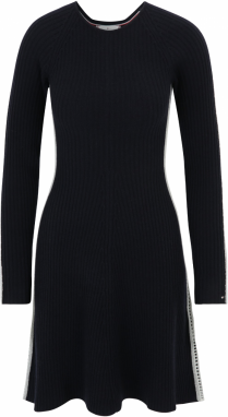 TOMMY HILFIGER Pletené šaty  námornícka modrá / striebornosivá / vínovo červená / biela