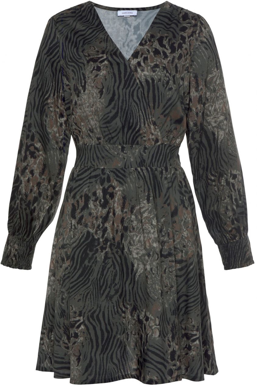 LASCANA Šaty  sivá / zelená / čierna
