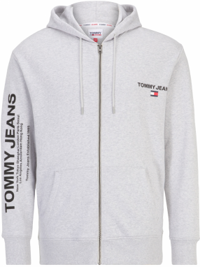 Tommy Jeans Plus Tepláková bunda  sivá / čierna