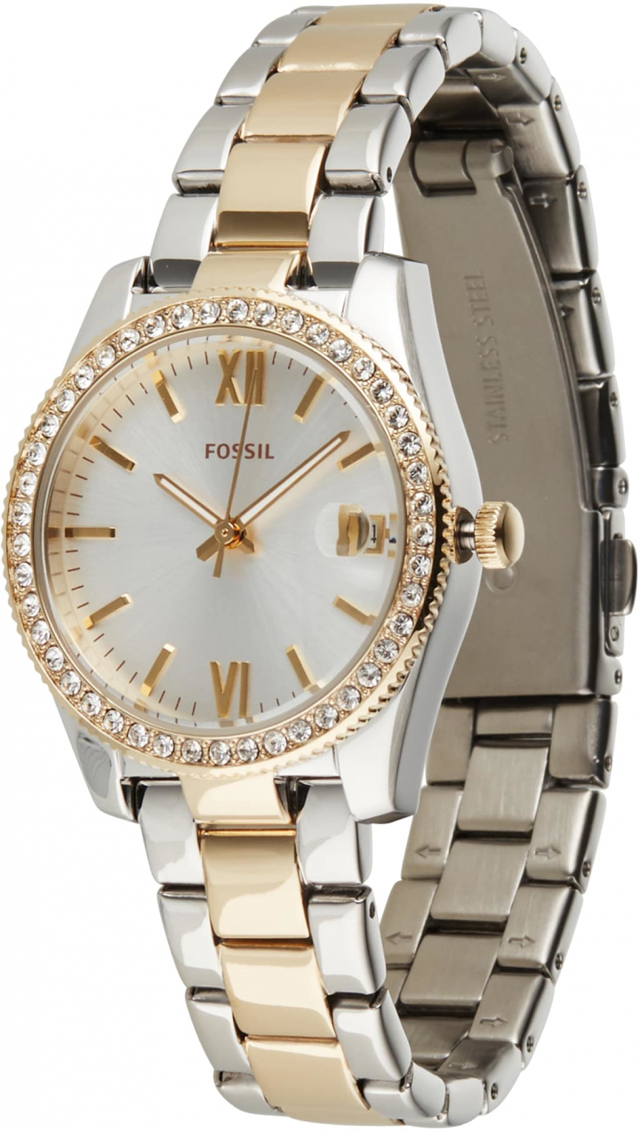 FOSSIL Analógové hodinky 'Scarlette Mini'  zlatá žltá / strieborná