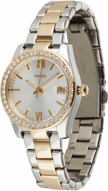 FOSSIL Analógové hodinky 'Scarlette Mini'  zlatá žltá / strieborná