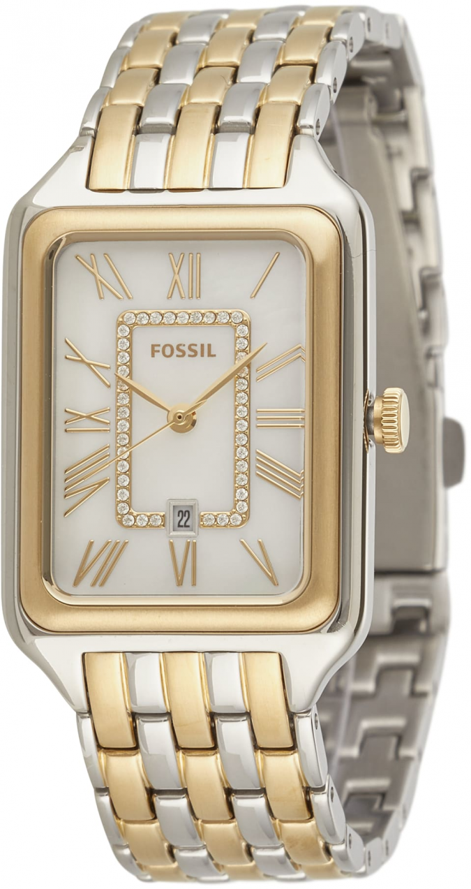 FOSSIL Analógové hodinky 'RAQUEL'  zlatá / strieborná / biela