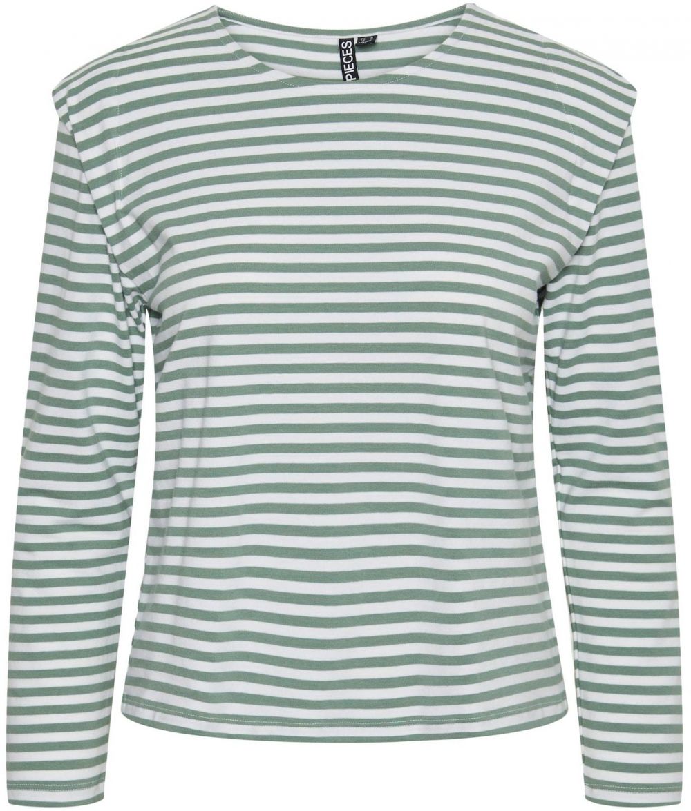 PIECES Tričko 'VILise'  zelená / biela