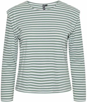 PIECES Tričko 'VILise'  zelená / biela