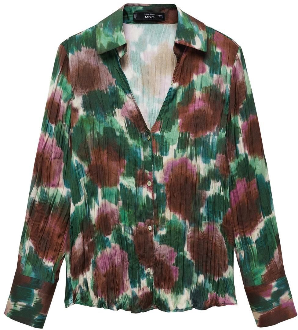 MANGO Blúzka 'NOGAL'  hnedá / zelená / pastelovo zelená / svetlofialová