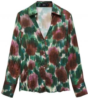 MANGO Blúzka 'NOGAL'  hnedá / zelená / pastelovo zelená / svetlofialová