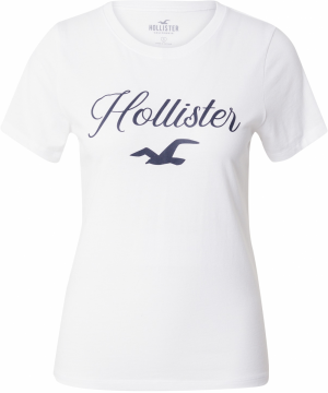 HOLLISTER Tričko  tmavomodrá / biela