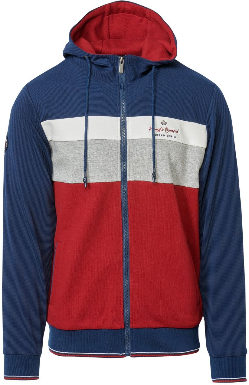 KOROSHI Tepláková bunda  námornícka modrá / sivá melírovaná / červená / biela