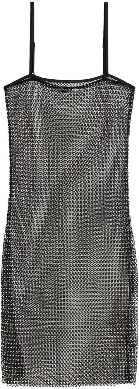 Bershka Kokteilové šaty  čierna