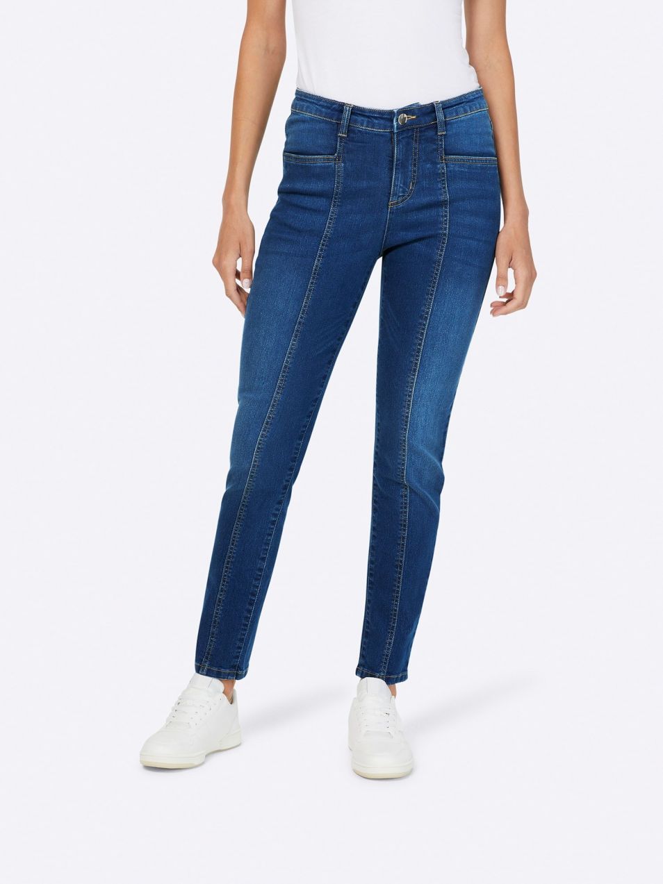 heine Plisované rifle  modrá denim