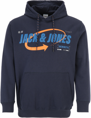 Jack & Jones Plus Mikina  námornícka modrá / svetlomodrá / oranžová