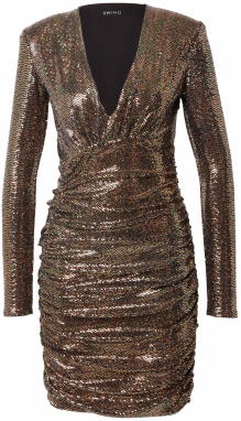 SWING Kokteilové šaty  bronzová / zlatá / čierna