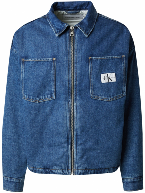 Calvin Klein Jeans Prechodná bunda 'Boxy'  modrá denim / biela