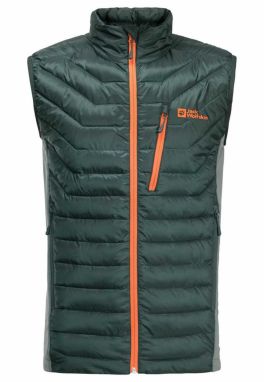 JACK WOLFSKIN Športová vesta 'Routeburn Pro'  tmavozelená / oranžová