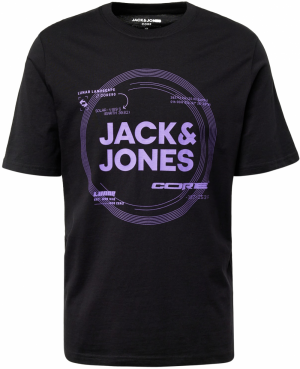 JACK & JONES Tričko 'PILOU'  svetlofialová / čierna