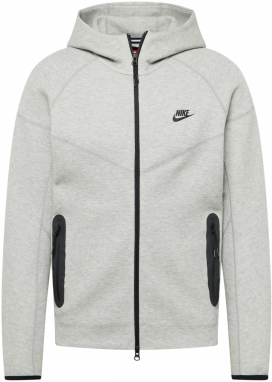 Nike Sportswear Tepláková bunda 'TCH FLC'  sivá melírovaná / čierna