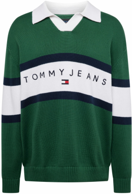 Tommy Jeans Sveter  námornícka modrá / zelená / červená / biela