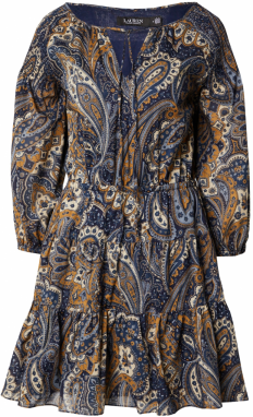 Lauren Ralph Lauren Šaty '80S'  béžová / námornícka modrá / nebesky modrá / sépiová
