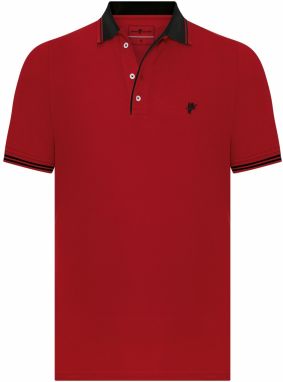 DENIM CULTURE Tričko 'ZORAN'  červená / čierna