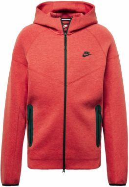 Nike Sportswear Tepláková bunda 'TCH FLC'  červená melírovaná / čierna