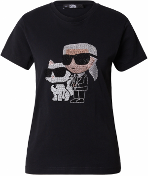 Karl Lagerfeld Tričko 'Ikonik 2.0'  béžová / čierna / strieborná / biela