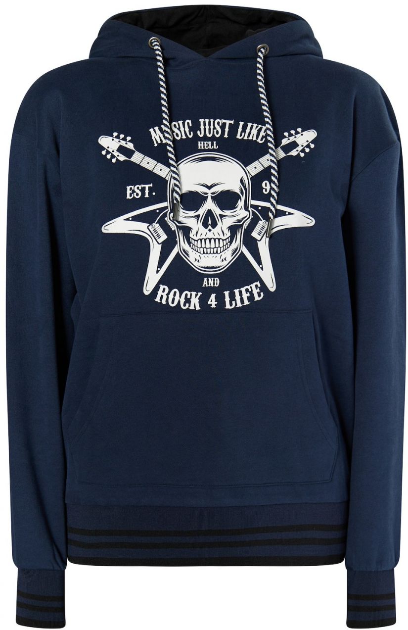 myMo ROCKS Mikina 'Blonda'  námornícka modrá / biela