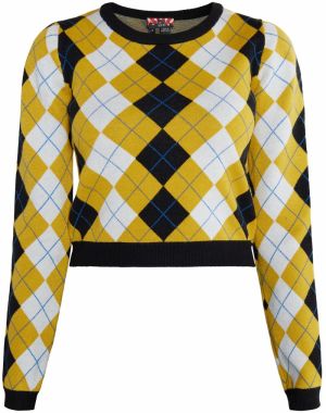 myMo ROCKS Sveter 'Ucy'  modrá / žltá / čierna / biela