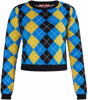 myMo ROCKS Sveter 'Ucy'  modrá / medová / čierna / biela