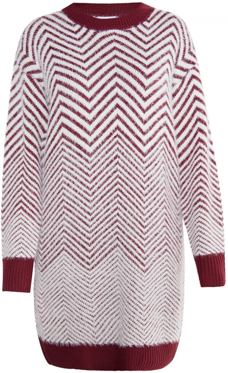 usha WHITE LABEL Pletené šaty 'Vanne'  čerešňová / biela