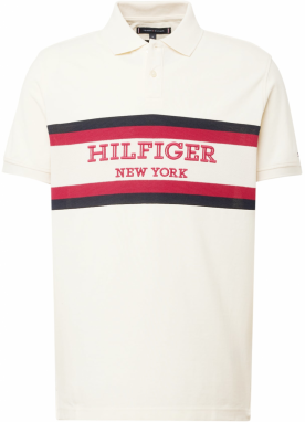 TOMMY HILFIGER Tričko  krémová / červená / čierna