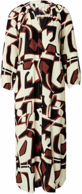 Maison 123 Košeľové šaty 'GAIL'  krémová / hnedá / čierna