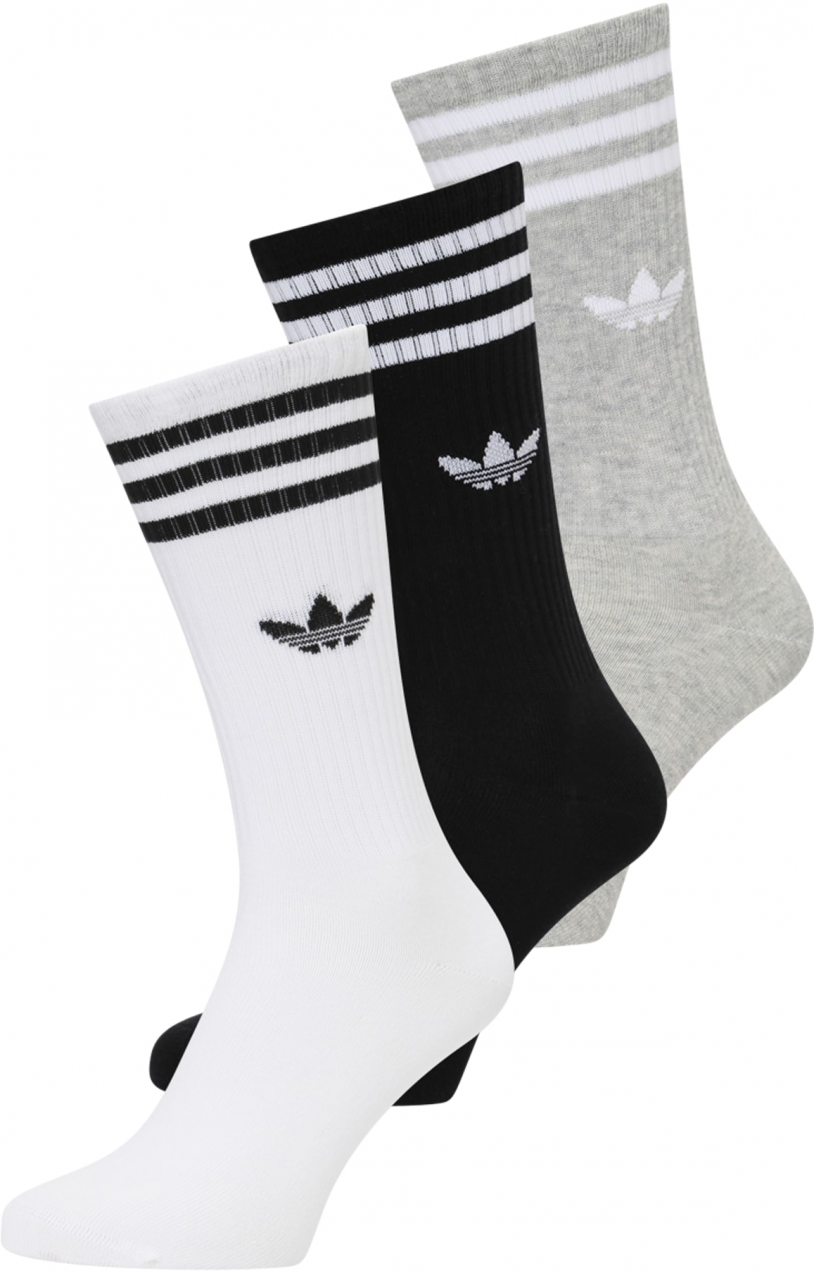 ADIDAS ORIGINALS Ponožky 'Solid Crew'  sivá melírovaná / čierna / biela