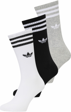 ADIDAS ORIGINALS Ponožky 'SOLID CREW'  sivá melírovaná / čierna / biela