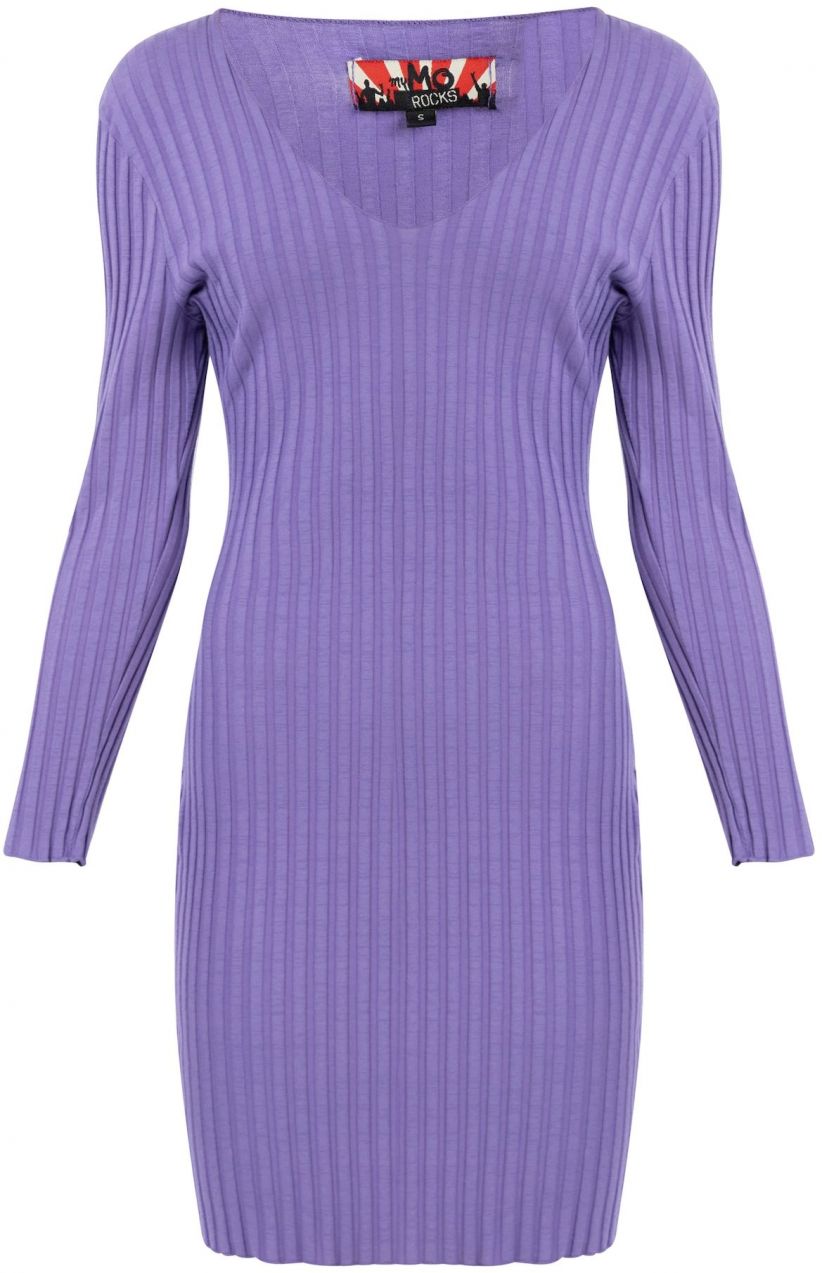 myMo ROCKS Pletené šaty  tmavofialová