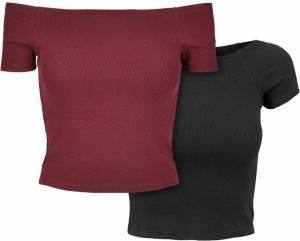 Urban Classics Tričko  červená / vínovo červená / čierna