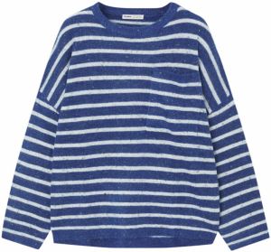 Pull&Bear Sveter  námornícka modrá / biela