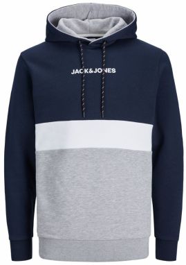 JACK & JONES Mikina  námornícka modrá / sivá melírovaná / biela