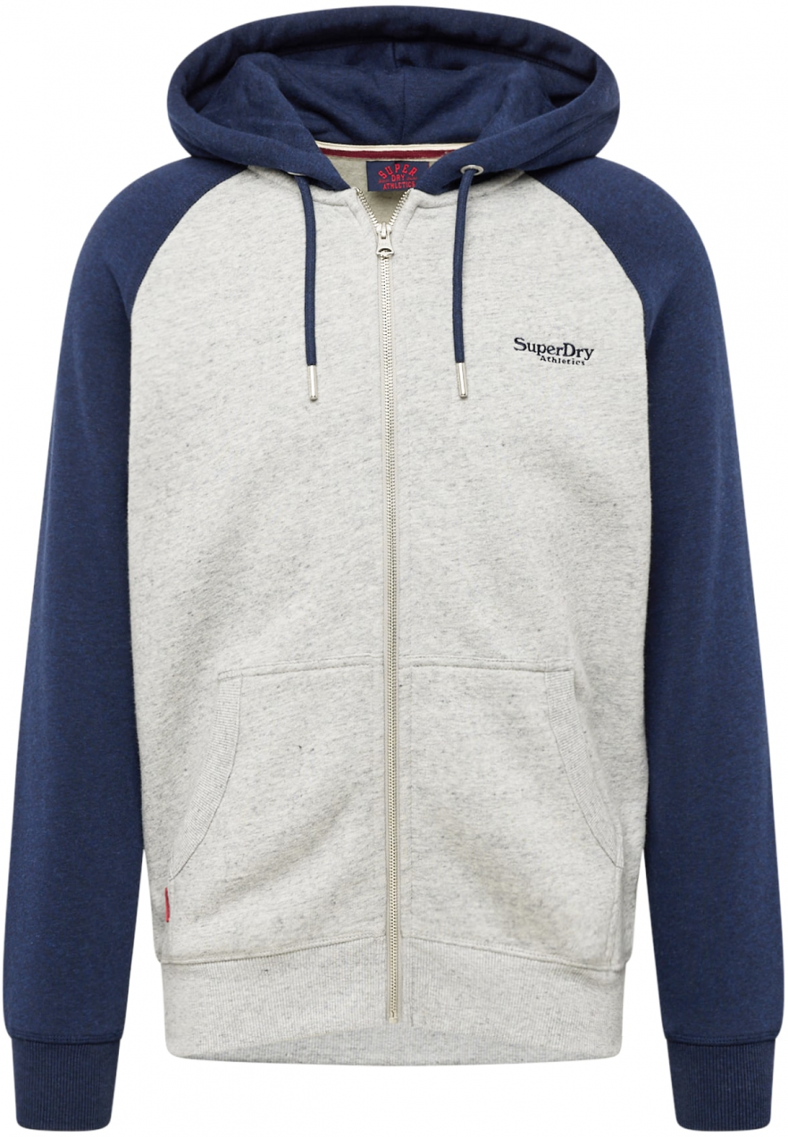 Superdry Tepláková bunda 'Essential'  námornícka modrá / sivá melírovaná