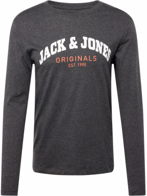 JACK & JONES Tričko 'BRAD'  antracitová / tmavooranžová / biela