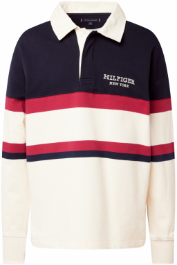 TOMMY HILFIGER Mikina  béžová / námornícka modrá / červená