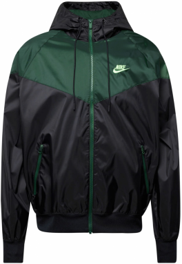 Nike Sportswear Prechodná bunda 'Heritage Essentials'  neónovo zelená / tmavozelená / čierna / biela