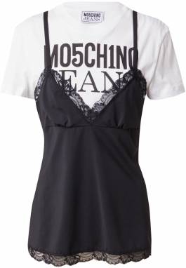 Moschino Jeans Tričko  čierna / biela