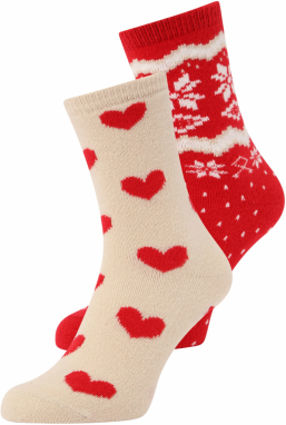 Lindex Ponožky  červená / biela