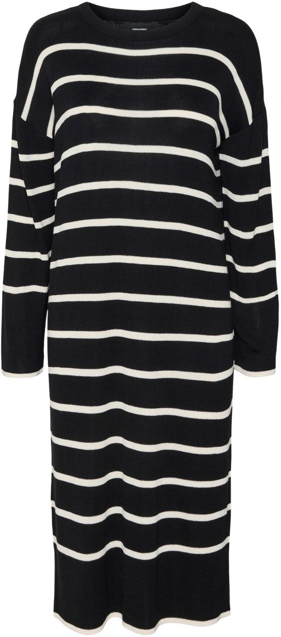 VERO MODA Pletené šaty 'Joana'  čierna / biela ako vlna