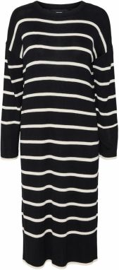 VERO MODA Pletené šaty 'Joana'  čierna / biela ako vlna
